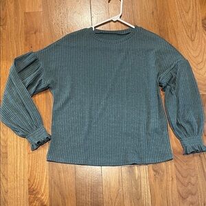 Ribbed Long Sleeve Pullover - Teal